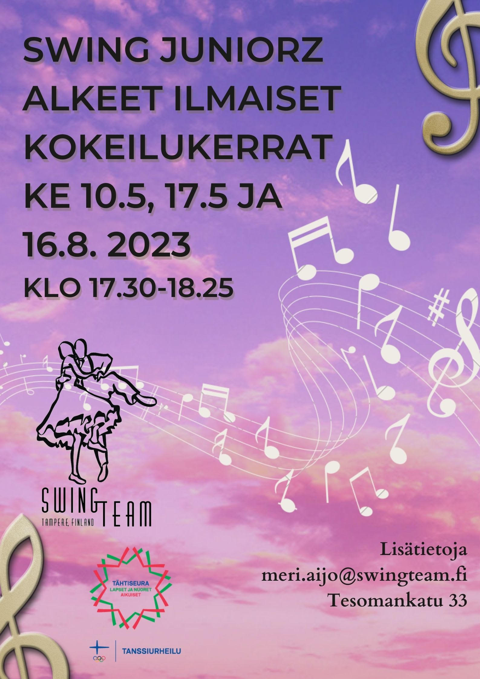 SwingJuniorz ilmaiset kokeilukerrat 2023